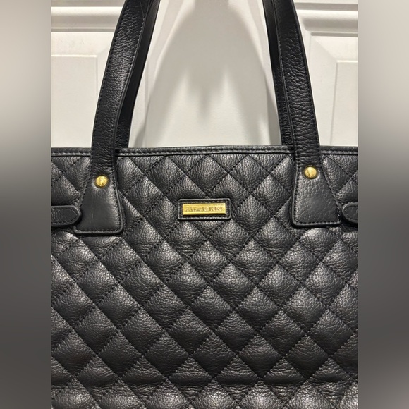 St. John Quilted Black And Gold Leather  Purse Shoulder Bag - Picture 5 of 11